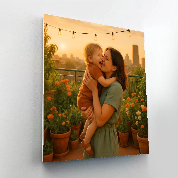 City Rooftop Garden Hug painting number kit