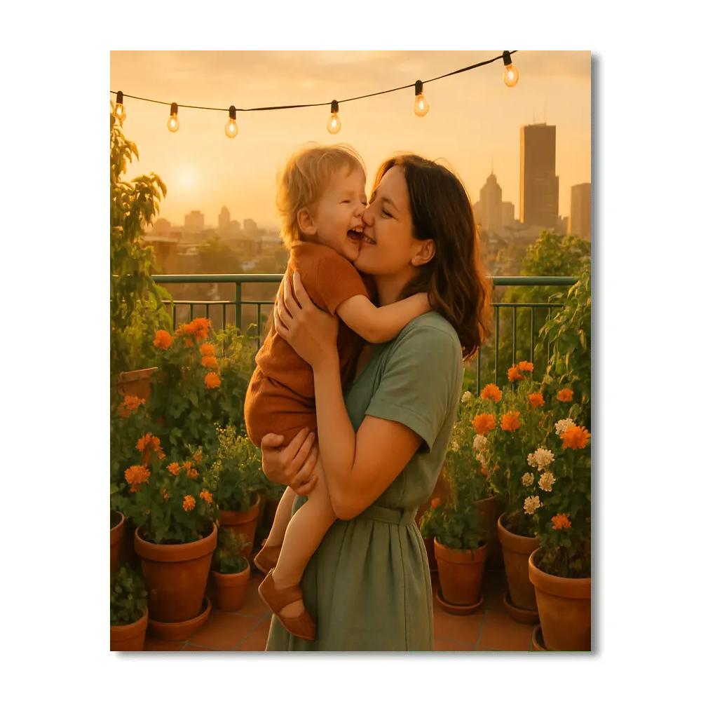 City Rooftop Garden Hug painting number kit