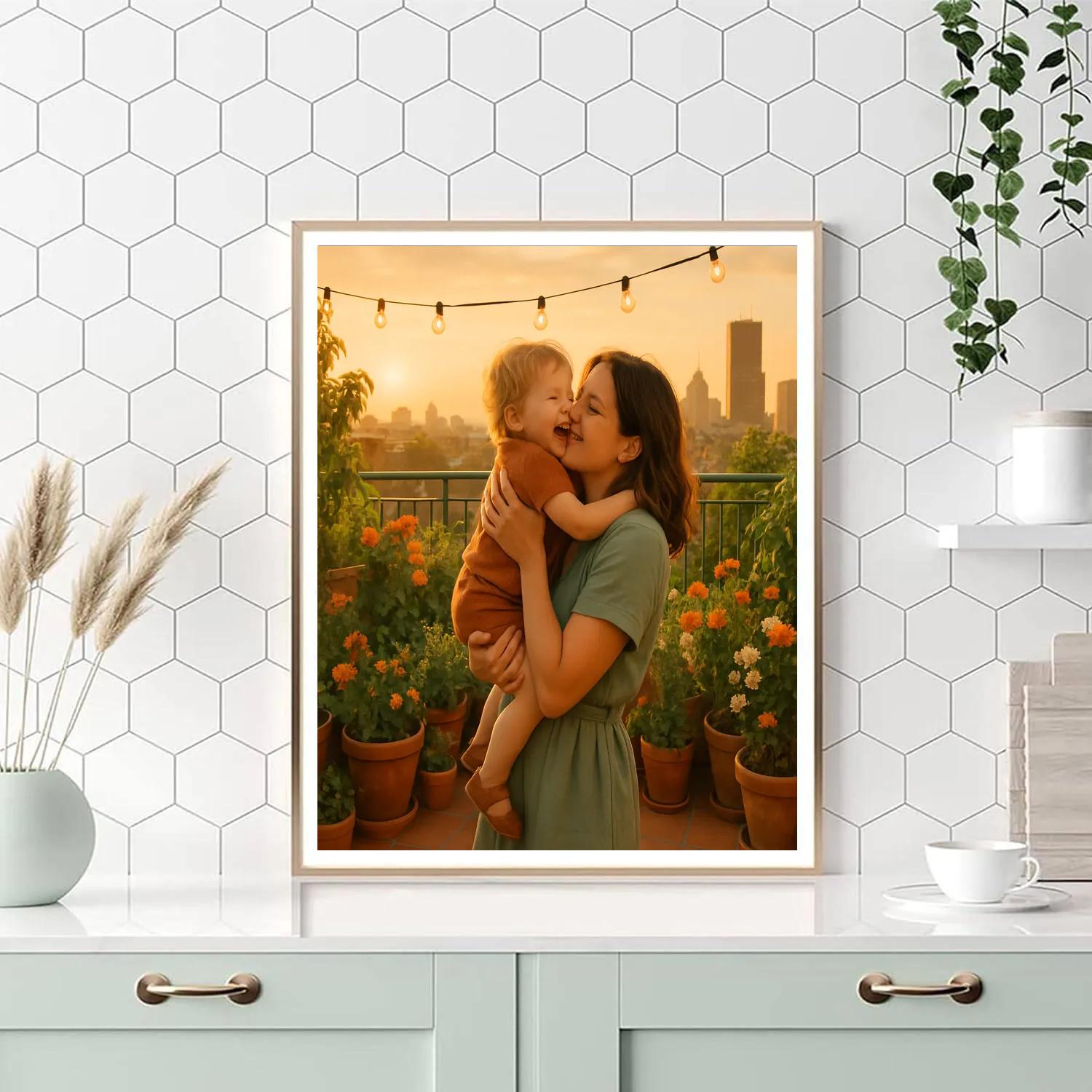 City Rooftop Garden Hug painting number kit