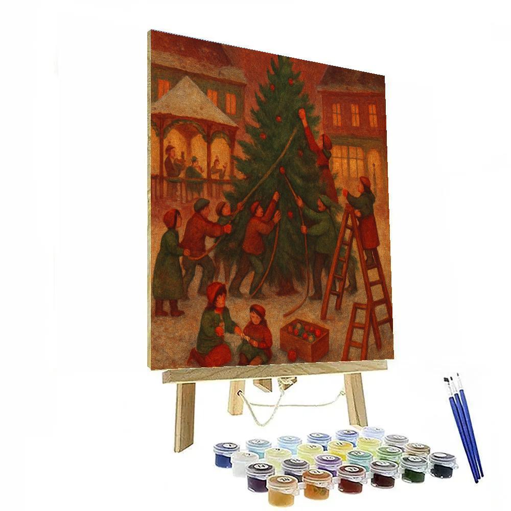 Tiny Town Tree Trimming Painting by numbers kit