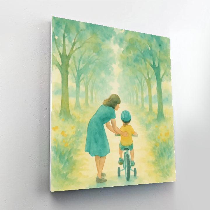 Mother And Child Watercolor Bike Ride Numbered painting kits