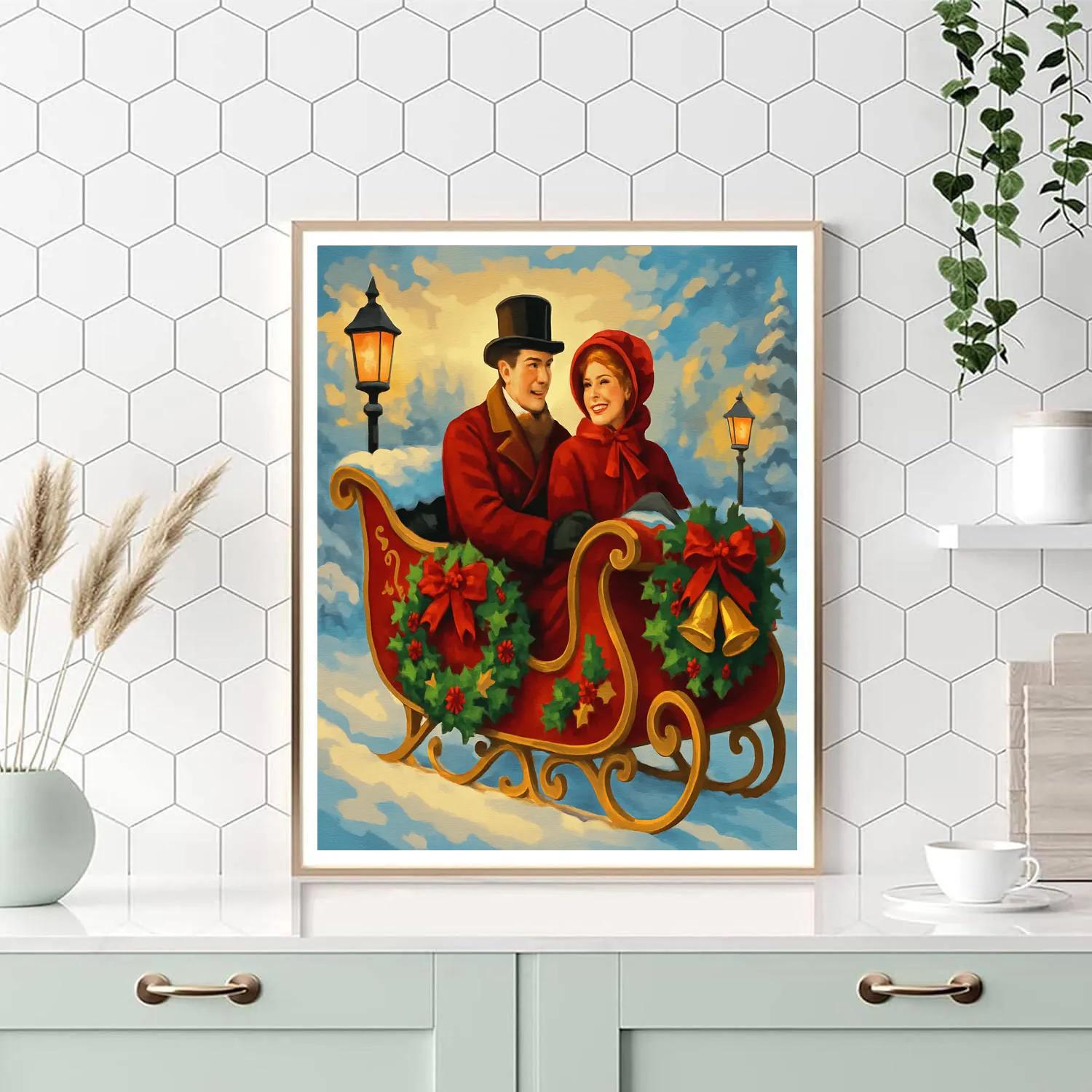 Sleigh Ride Sparkle Number painting