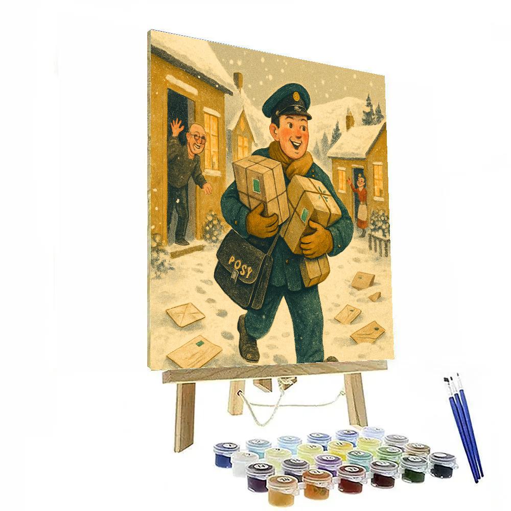 Winterpost Delivery Day Painting by numbers kit