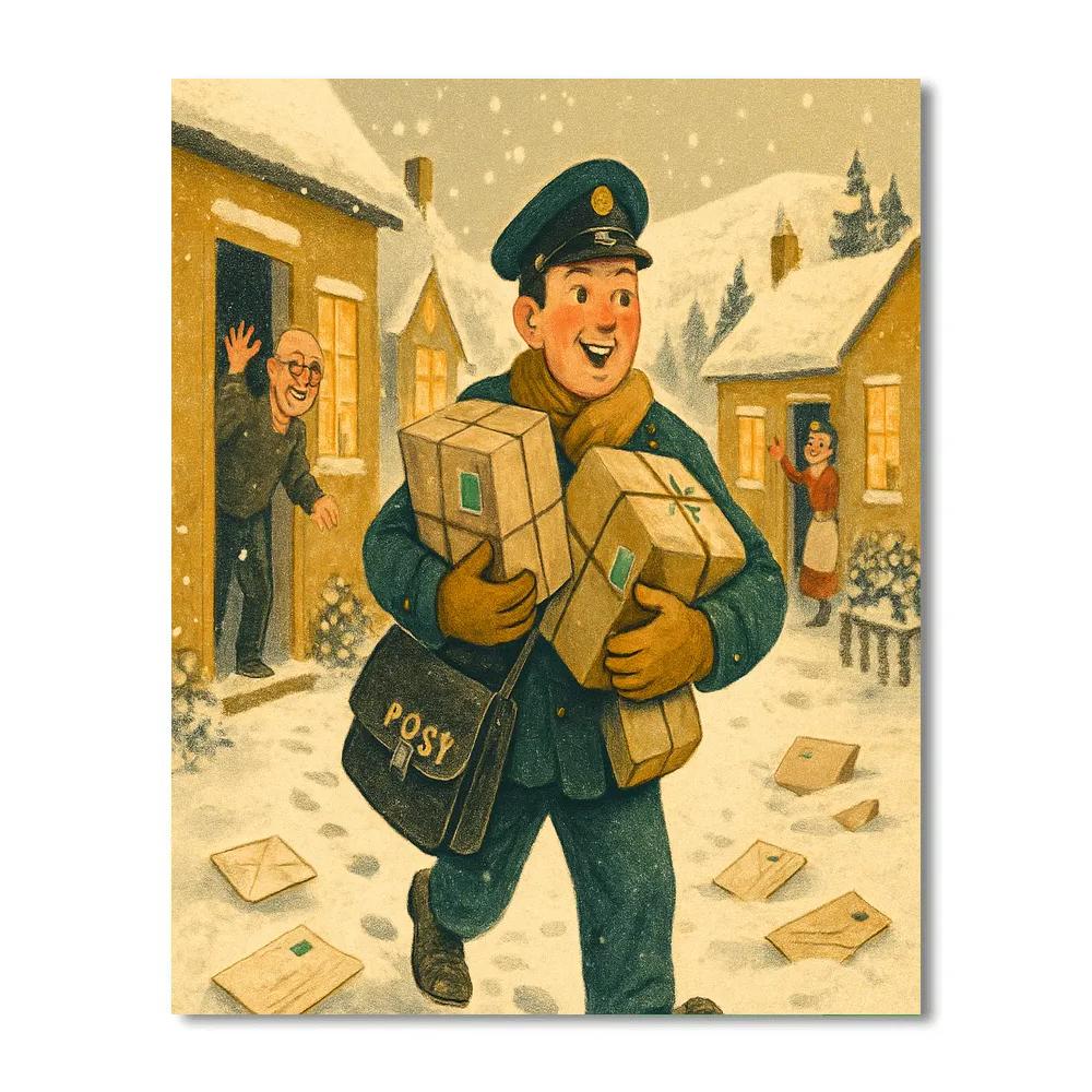 Winterpost Delivery Day Painting by numbers kit