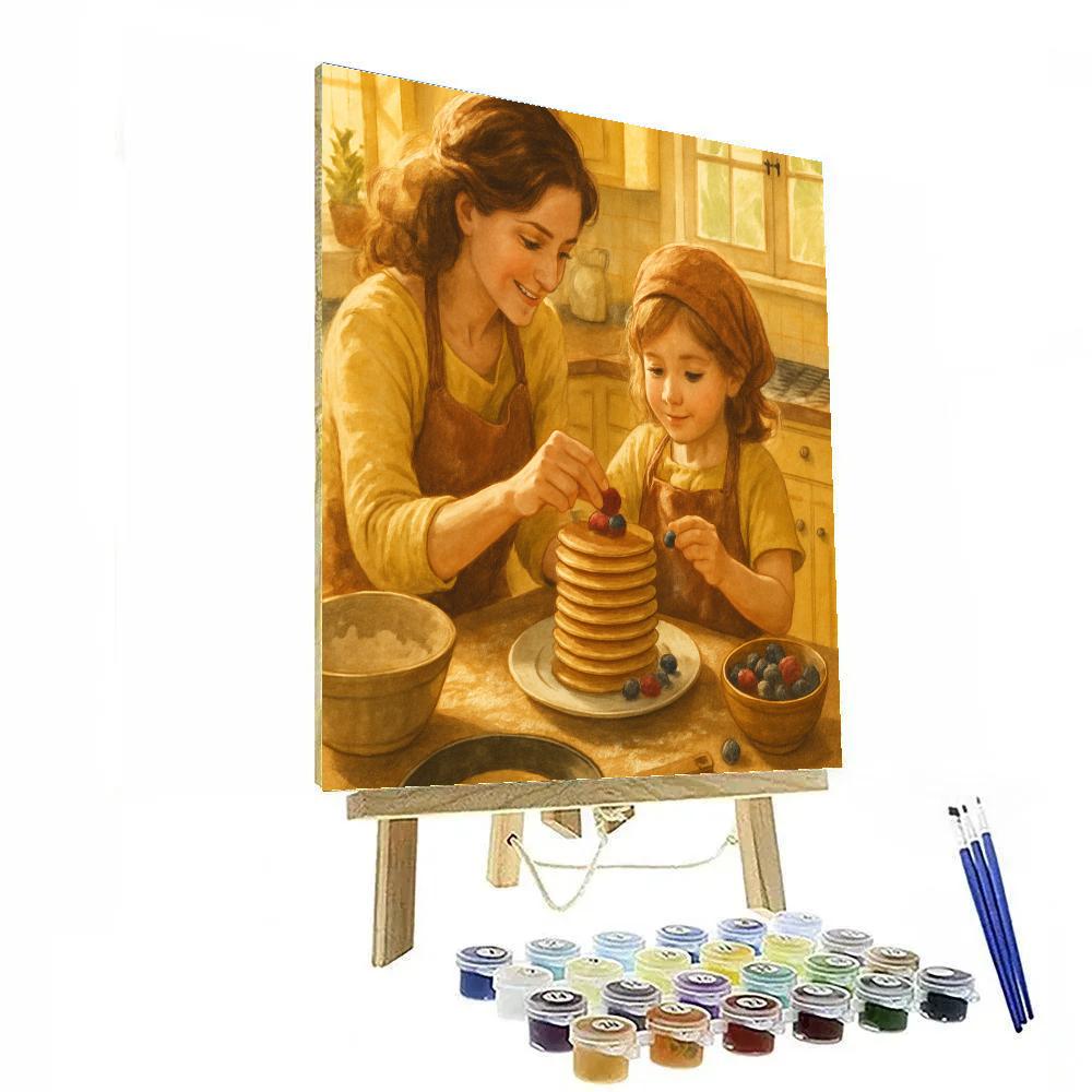 Kitchen Morning Pancake Stack Together painting number kit