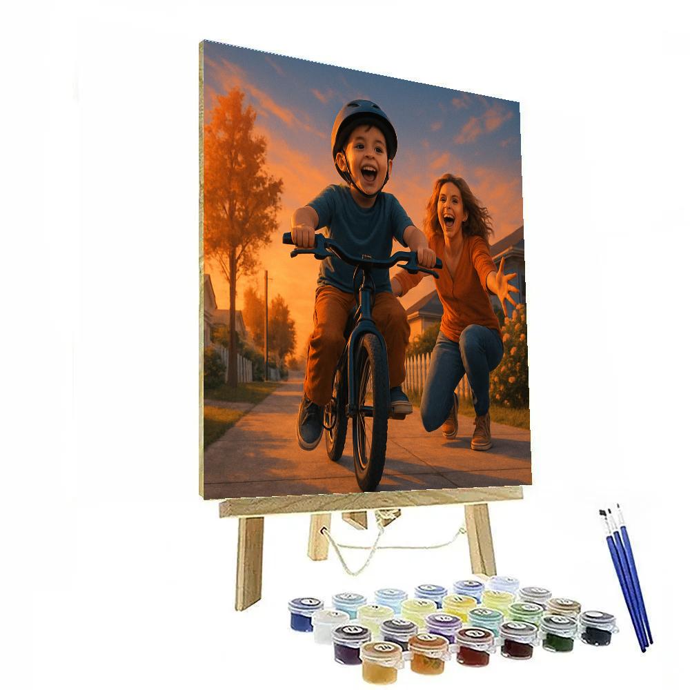 First Bike Ride Cheer From Mom Numbered painting kits