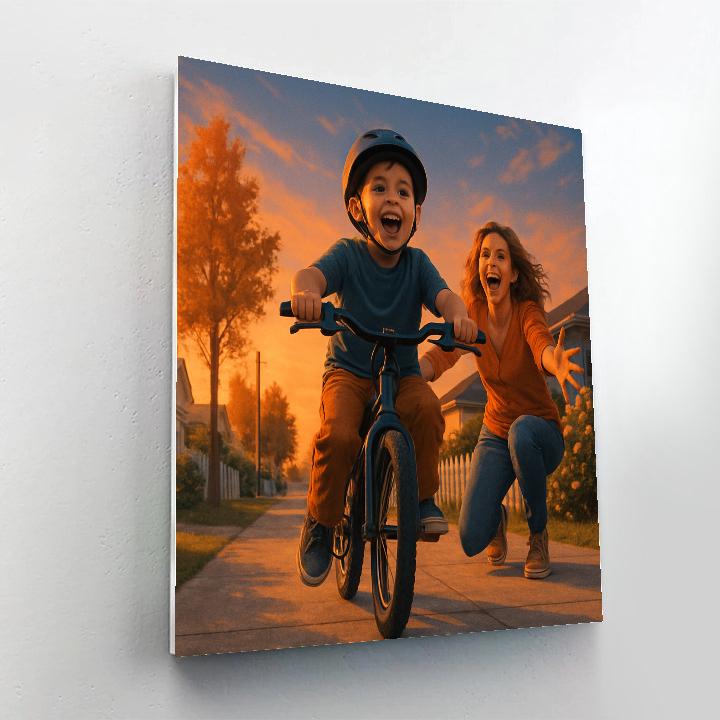 First Bike Ride Cheer From Mom Numbered painting kits