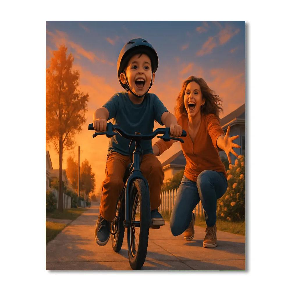 First Bike Ride Cheer From Mom Numbered painting kits