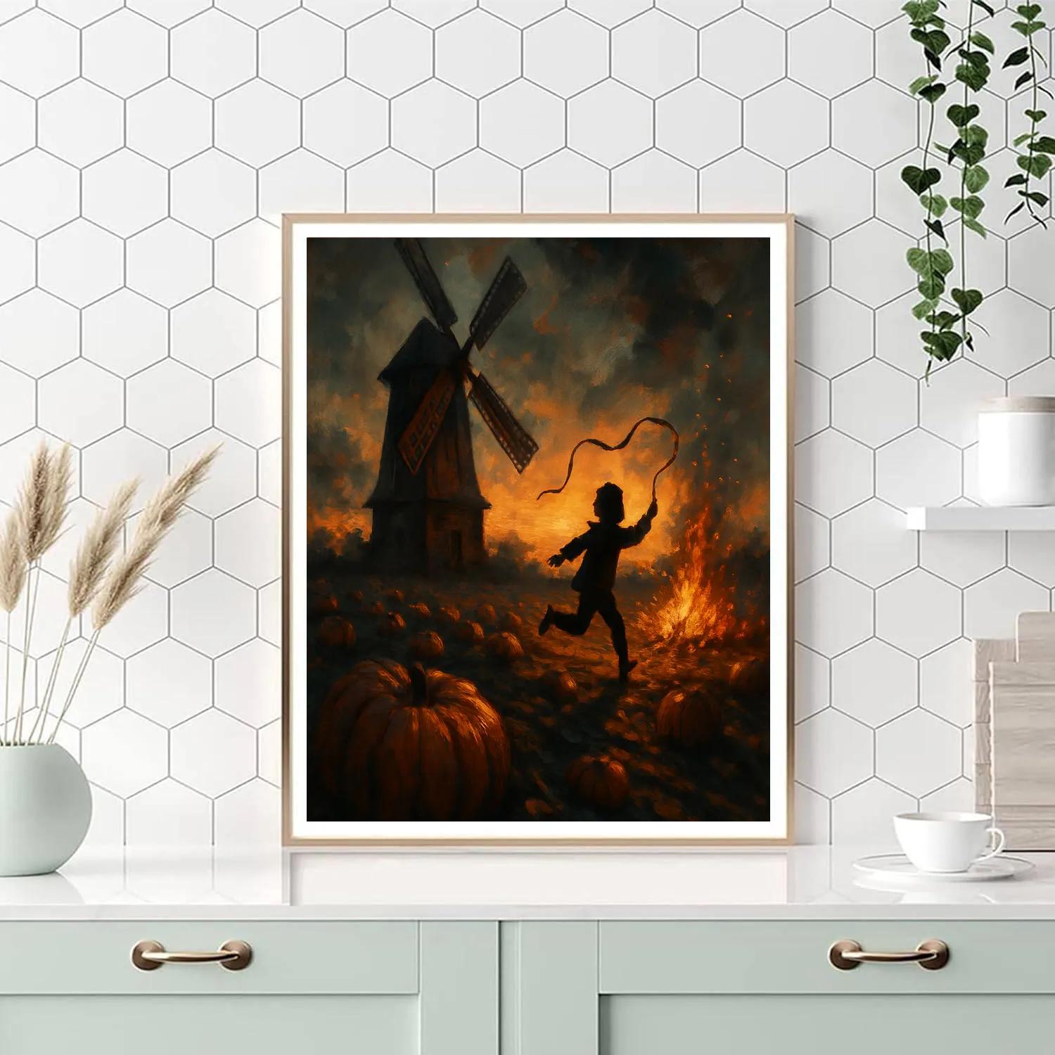 Harvest Windmill Shadows Painting by numbers kit