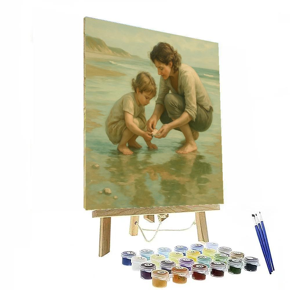 Seaside Shell Hunting Hand In Hand Number painting