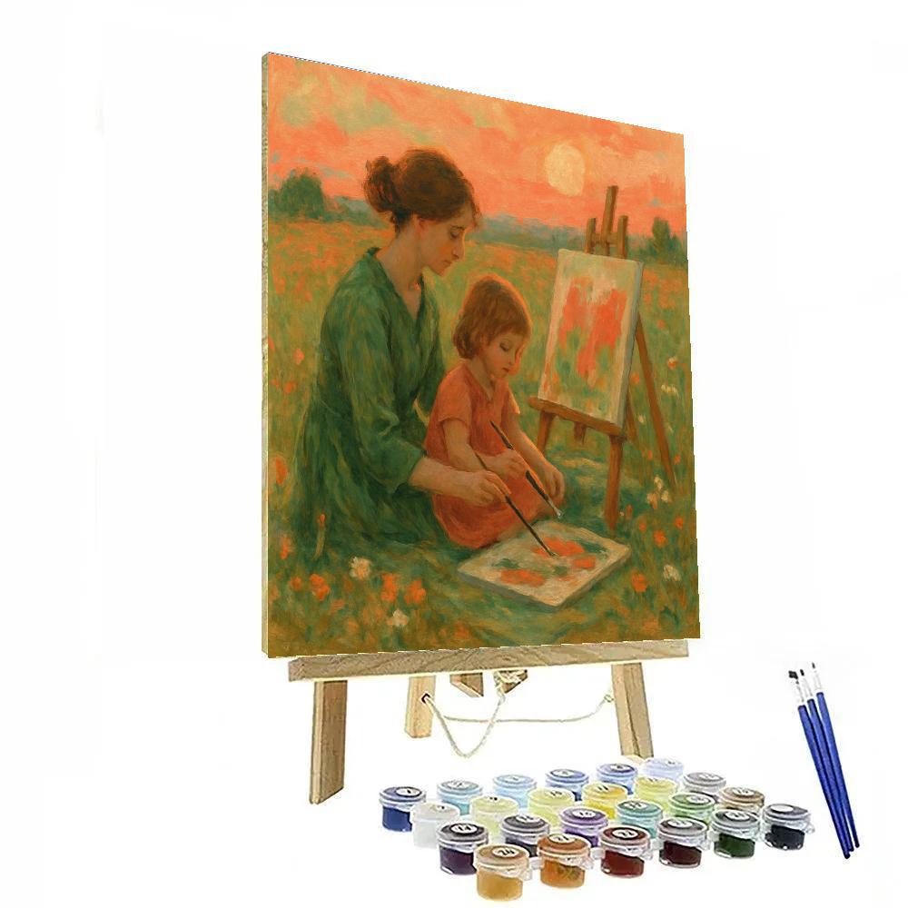 Sunset Painting Together On Blanket paint by number