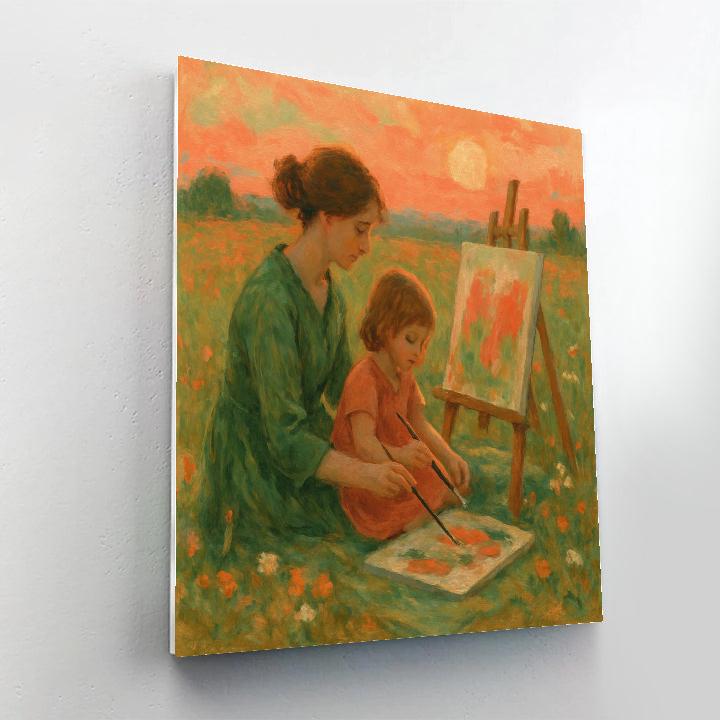 Sunset Painting Together On Blanket paint by number