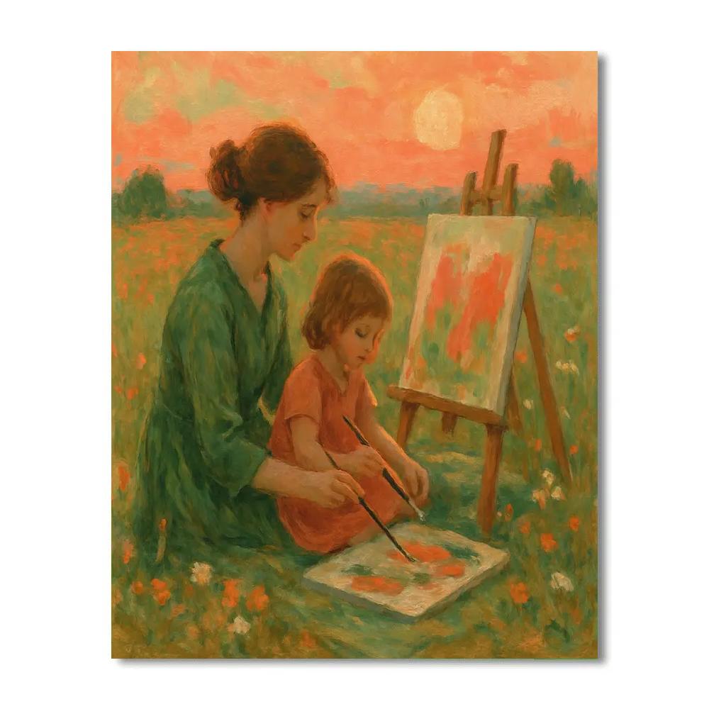 Sunset Painting Together On Blanket paint by number