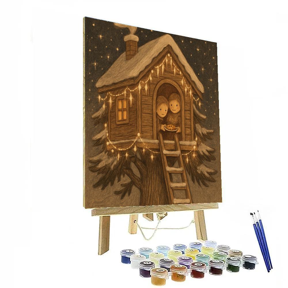 Frosted Lantern Treehouse Painting by numbers kit