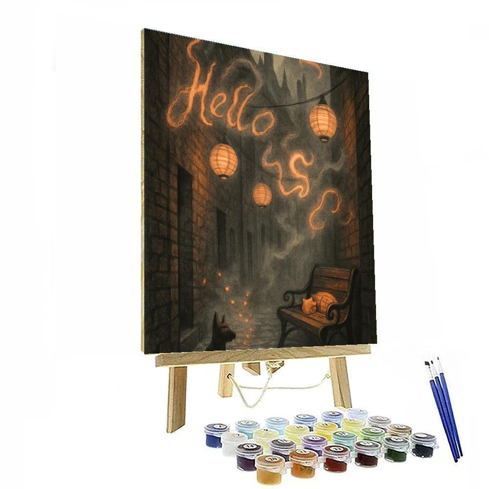 Lantern Alley With Whisper Signs Painting by numbers kit