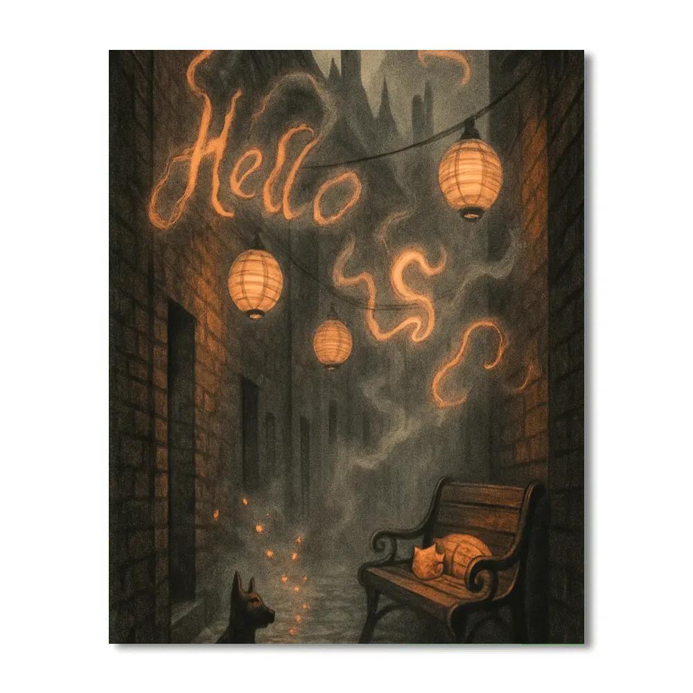Lantern Alley With Whisper Signs Painting by numbers kit