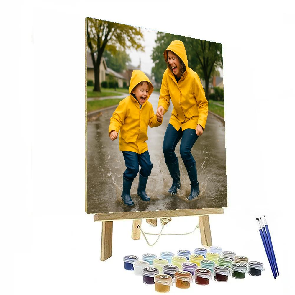 Raincoat Splash And Laugh With Mom Paint by numbers kits