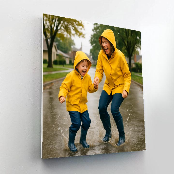 Raincoat Splash And Laugh With Mom Paint by numbers kits