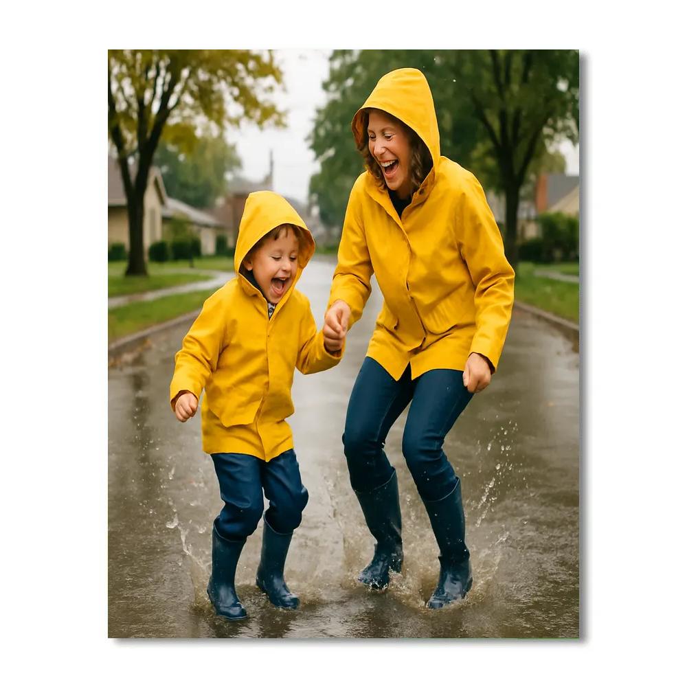 Raincoat Splash And Laugh With Mom Paint by numbers kits