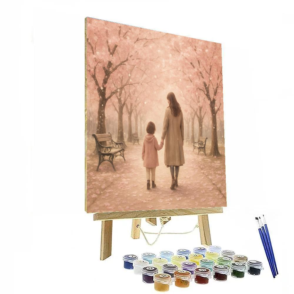 Stroll Through Cherry Blossoms Hand In Hand Paint by numbers art