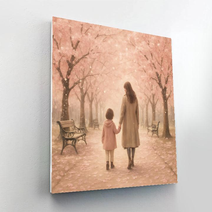Stroll Through Cherry Blossoms Hand In Hand Paint by numbers art