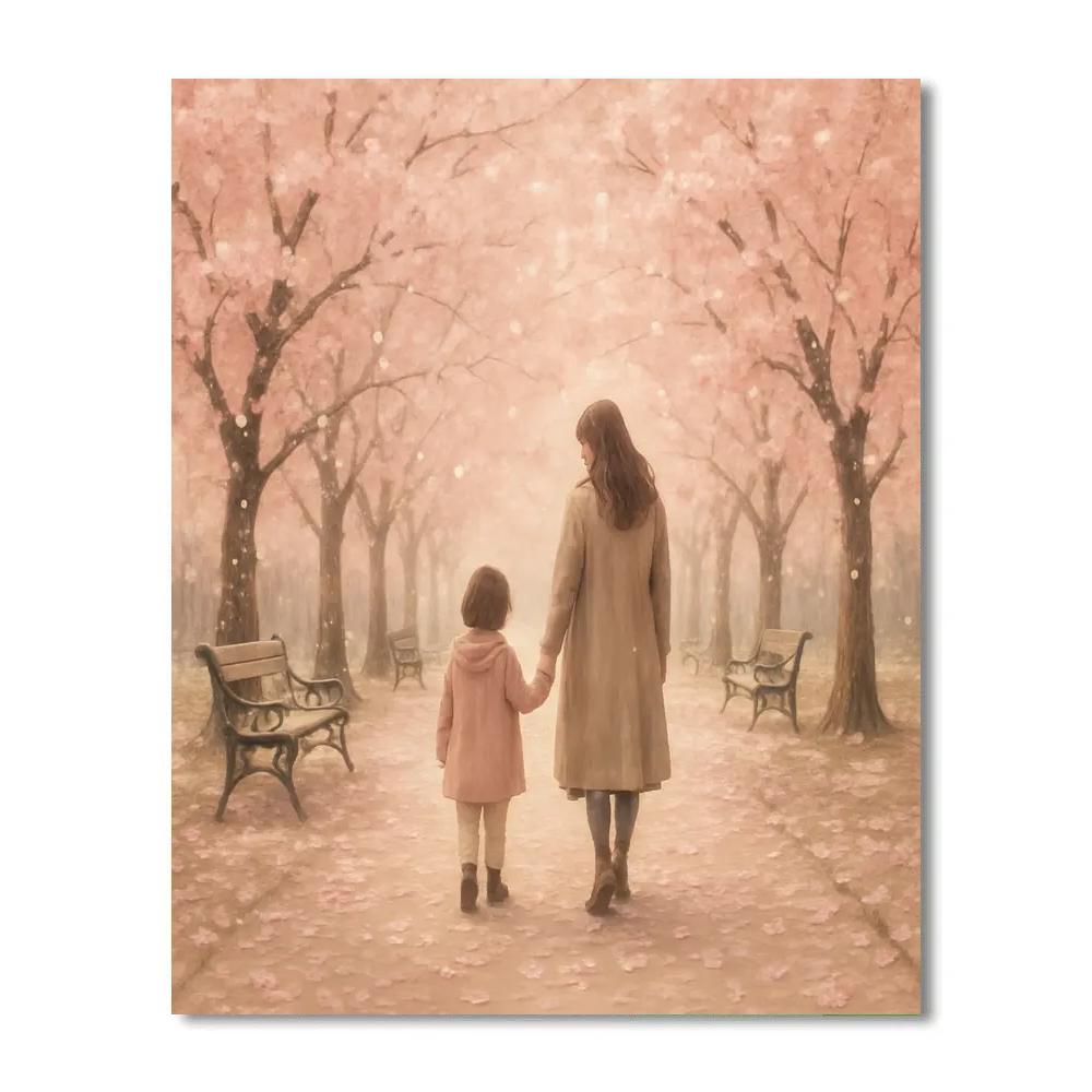 Stroll Through Cherry Blossoms Hand In Hand Paint by numbers art