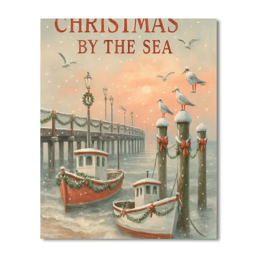 Winter Postcard Harbor paint by color