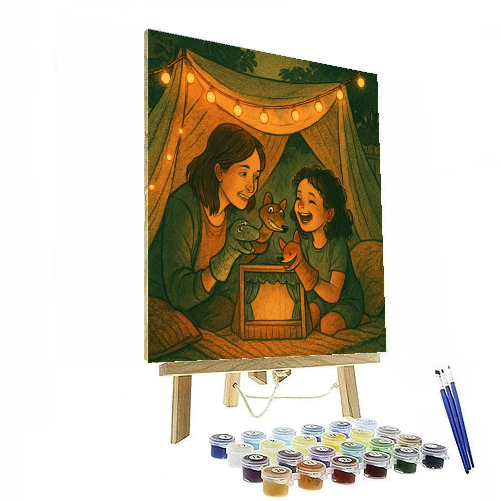 Puppet Show Together In Backyard Fort Paint by numbers kits