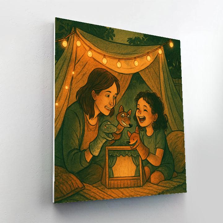 Puppet Show Together In Backyard Fort Paint by numbers kits