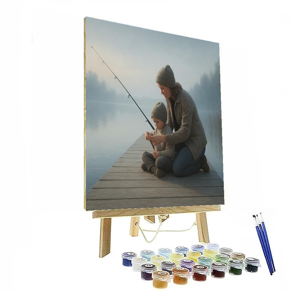 Fishing Dock Lesson With Gentle Guidance Numbered painting kits