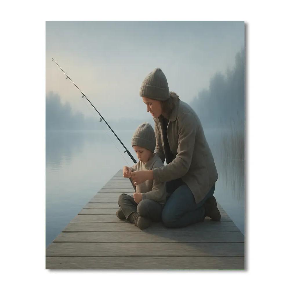 Fishing Dock Lesson With Gentle Guidance Numbered painting kits