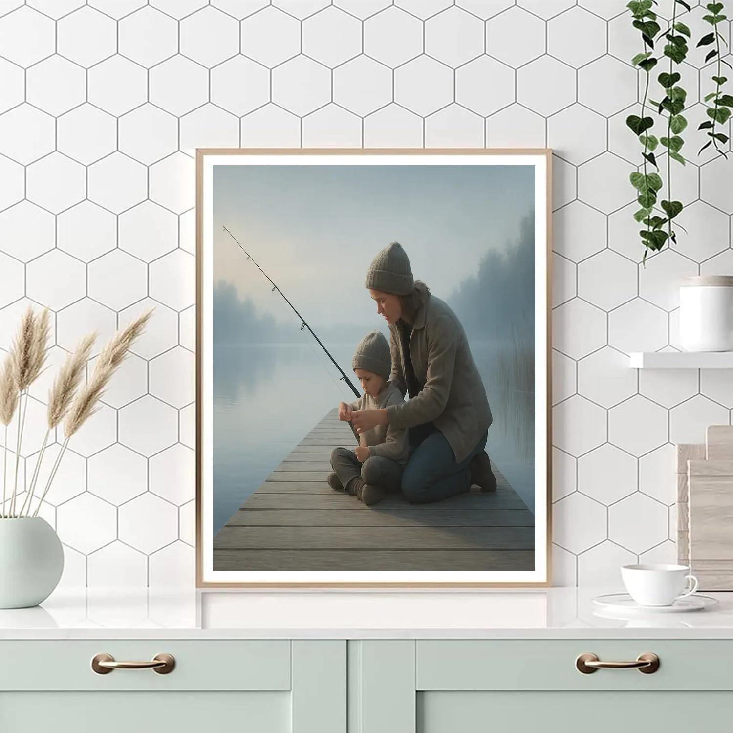 Fishing Dock Lesson With Gentle Guidance Numbered painting kits