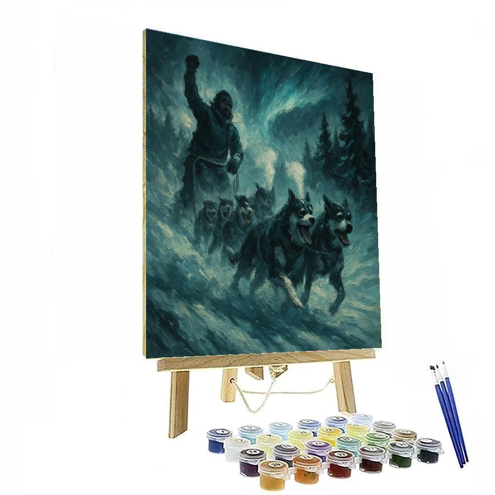 Frostlight Dog Sled Relay Painting by numbers kit