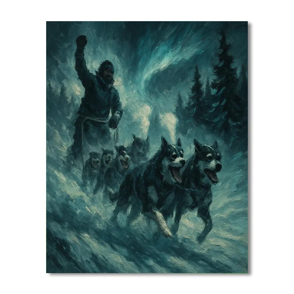 Frostlight Dog Sled Relay Painting by numbers kit