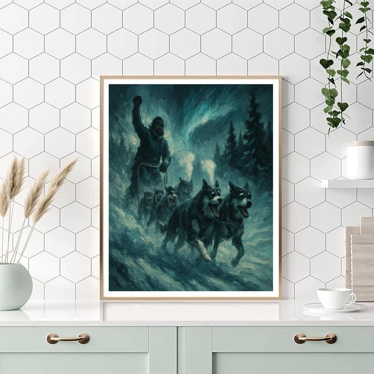 Frostlight Dog Sled Relay Painting by numbers kit