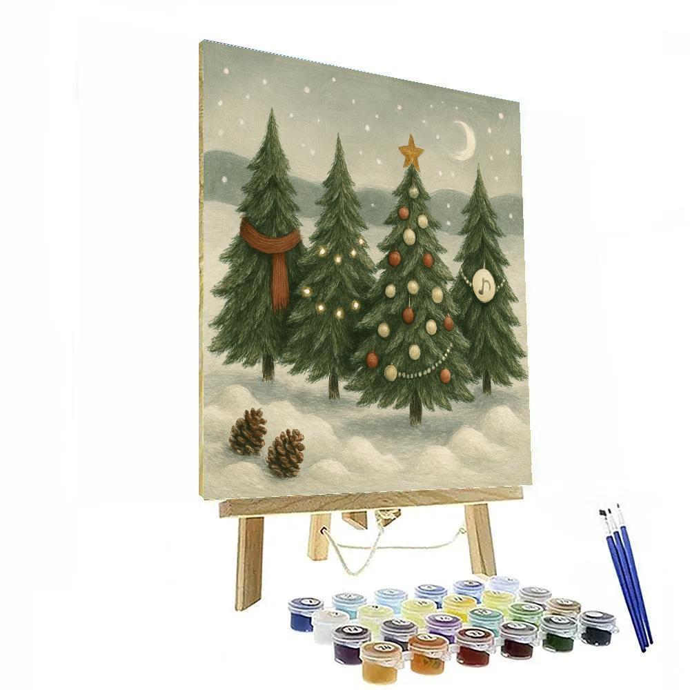 Frosted Choir Of Pines paint by color