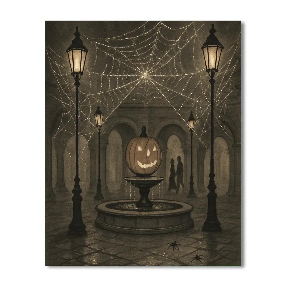 Cobweb Courtyard At Midnight paint by numbers