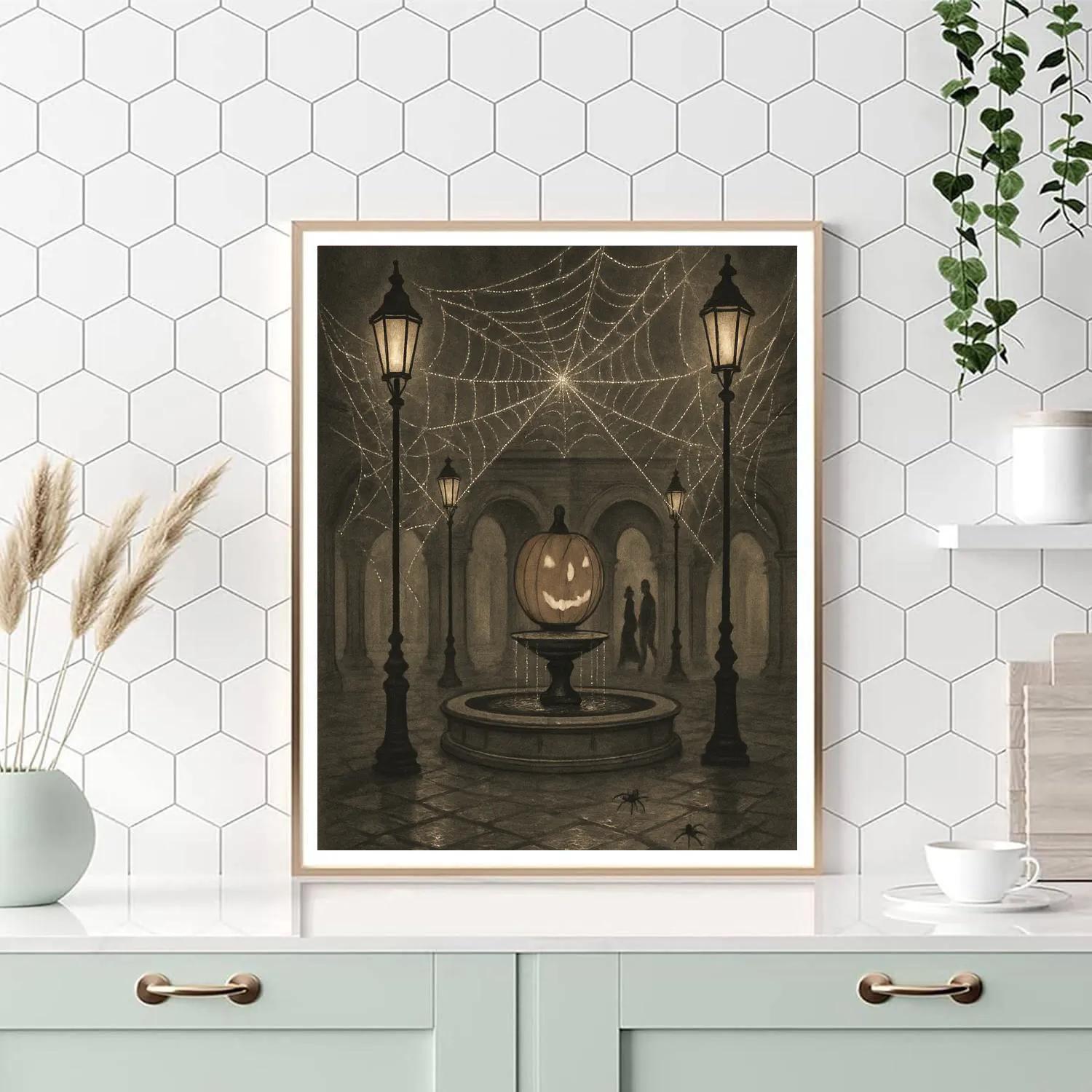 Cobweb Courtyard At Midnight paint by numbers