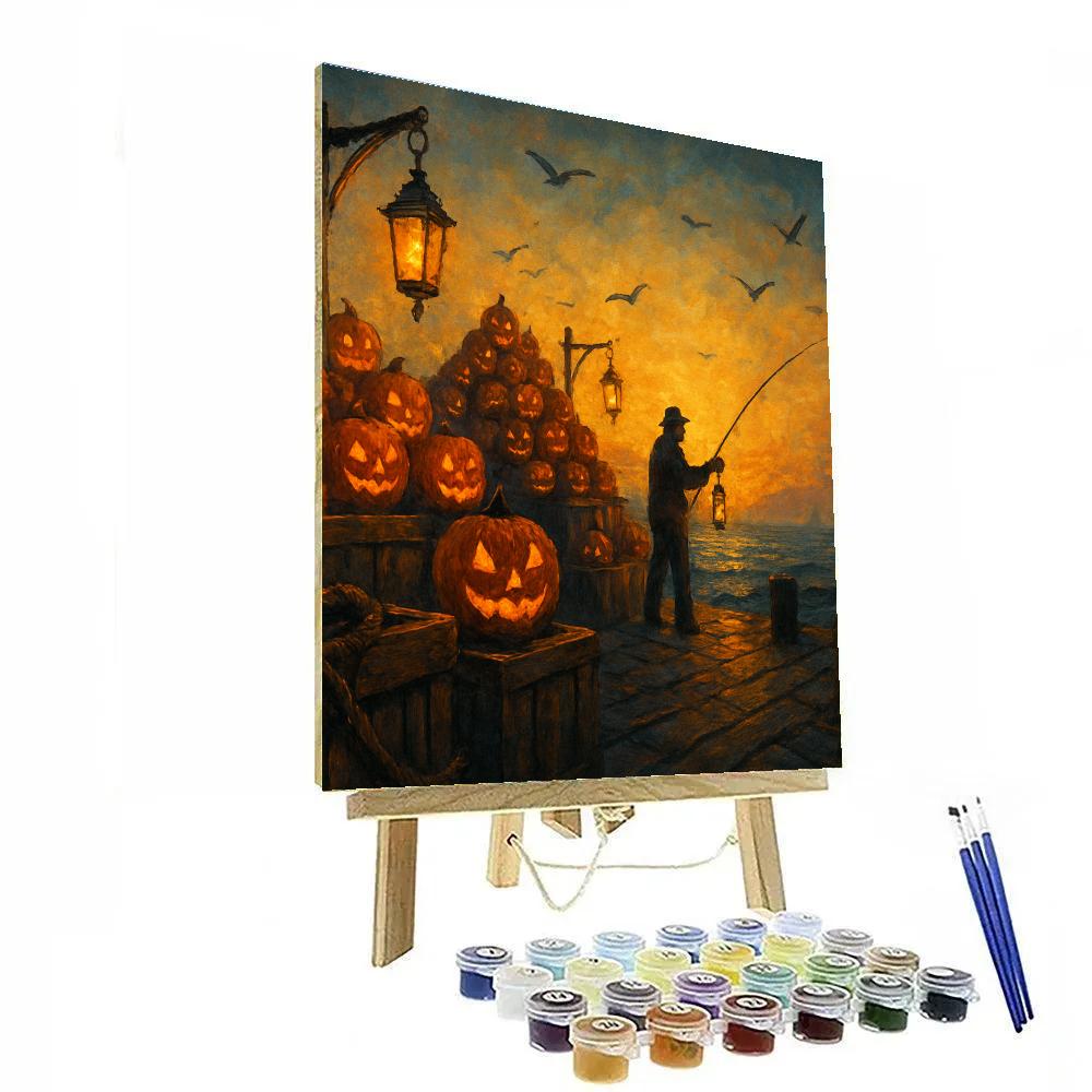 Sundown At The Pumpkin Wharf Number painting