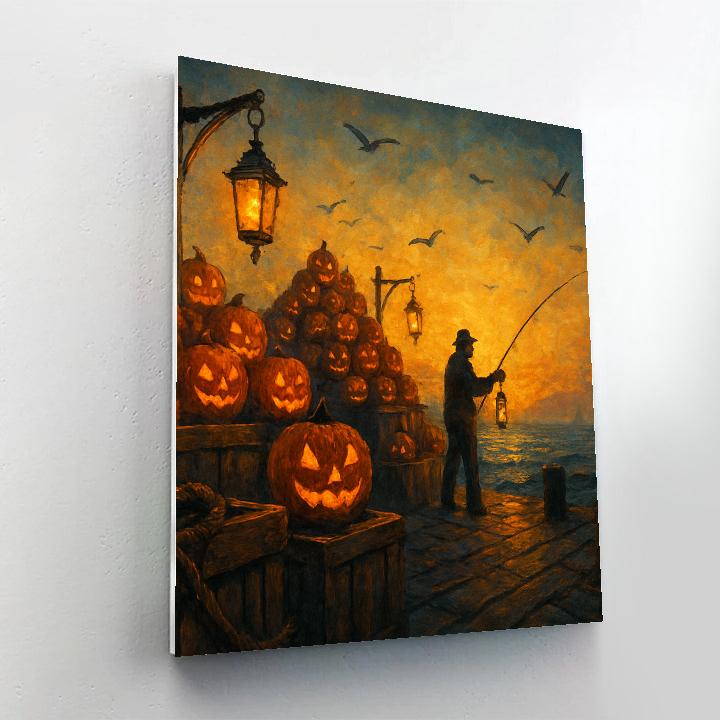Sundown At The Pumpkin Wharf Number painting