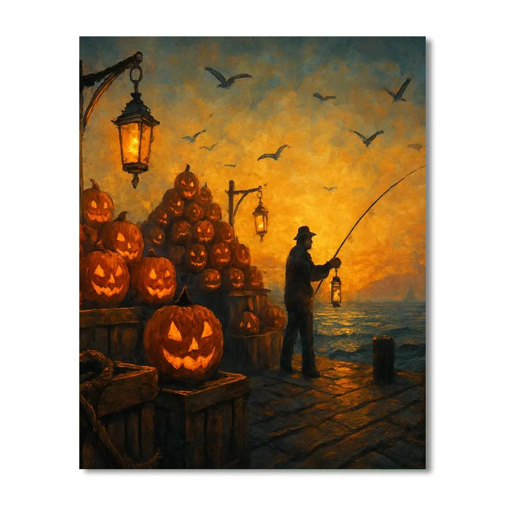Sundown At The Pumpkin Wharf Number painting
