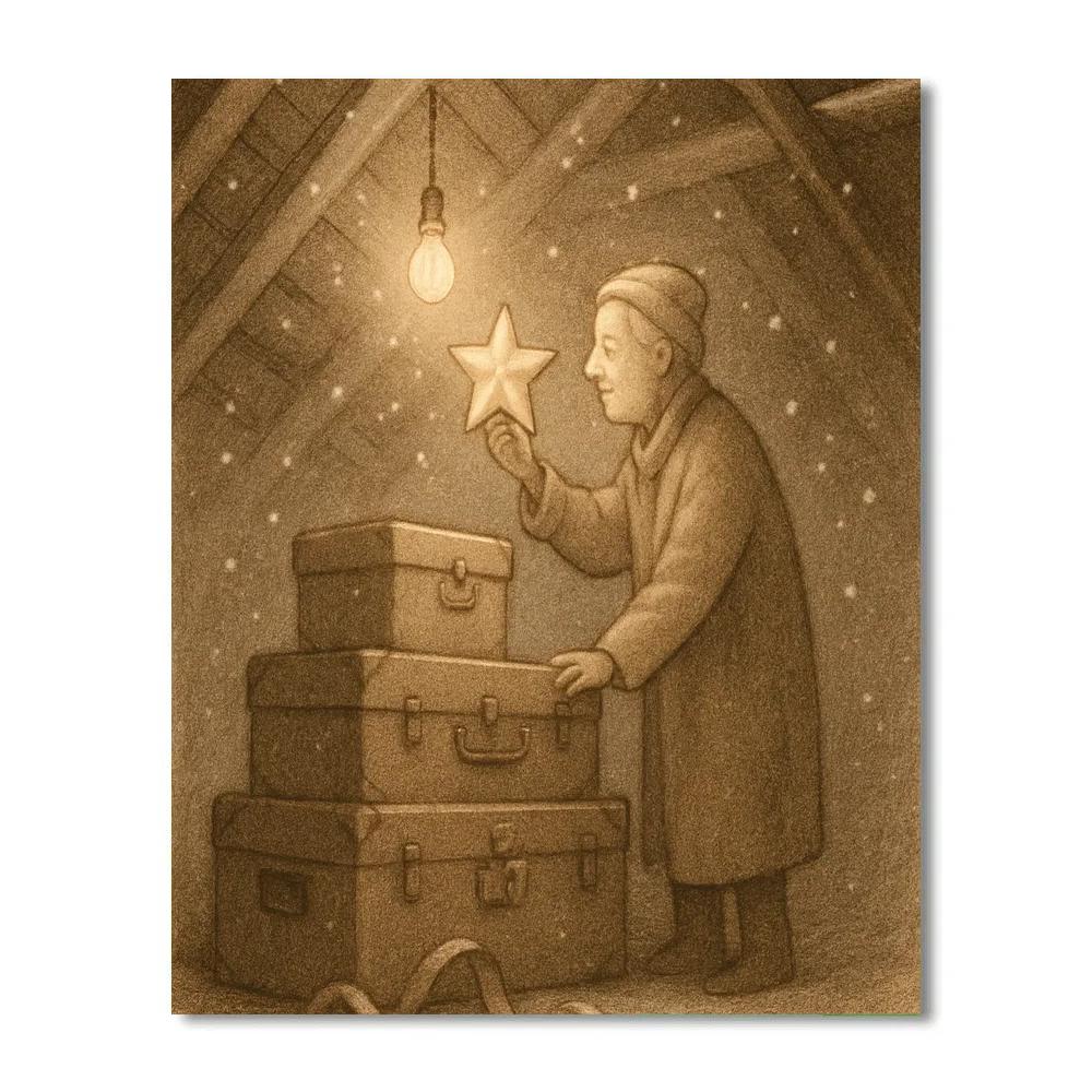 Twinkling Attic Ornament Night paint by number