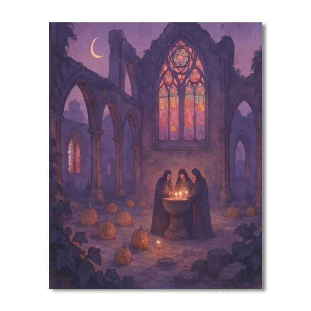 Twilight Lantern Abbey paint by numbers