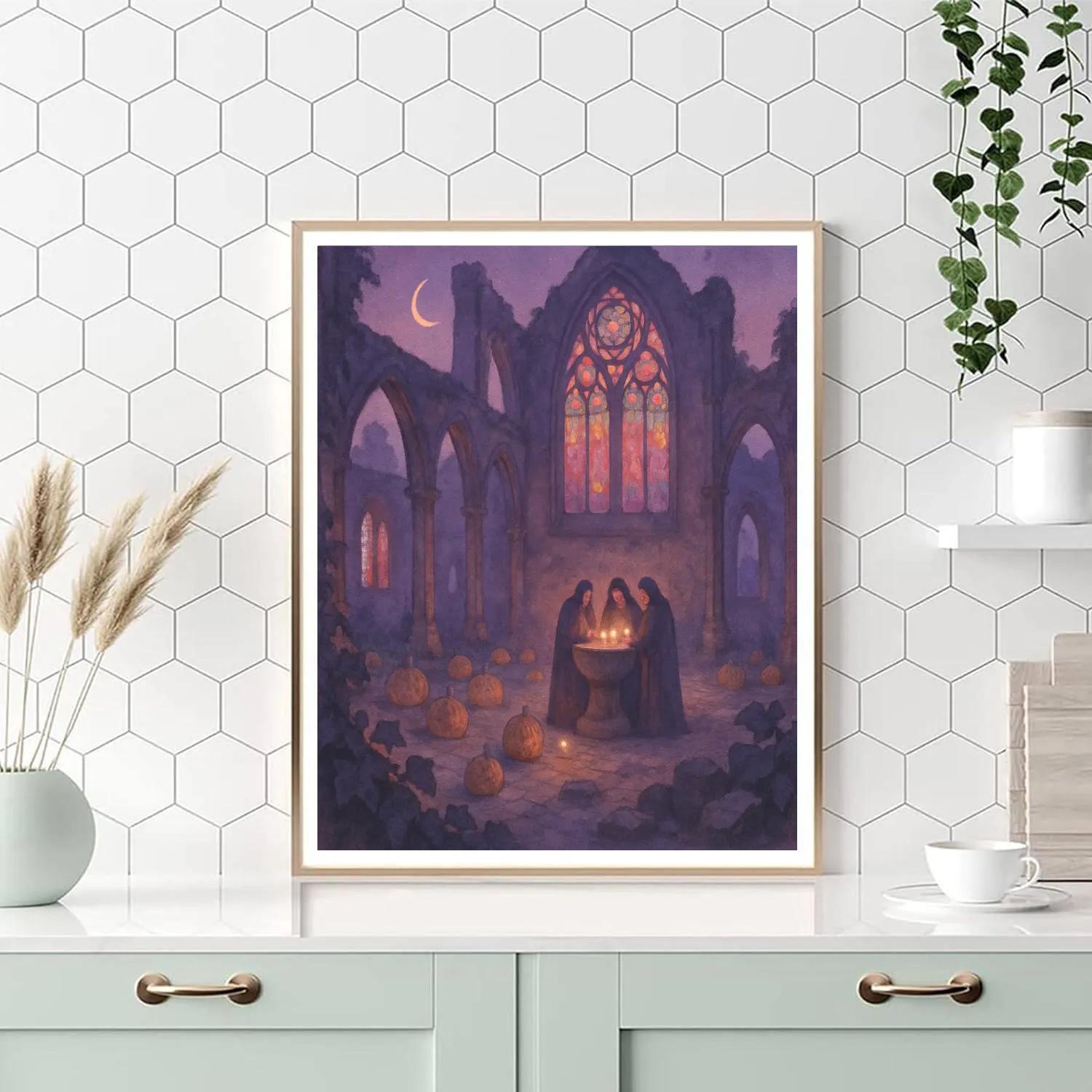 Twilight Lantern Abbey paint by numbers