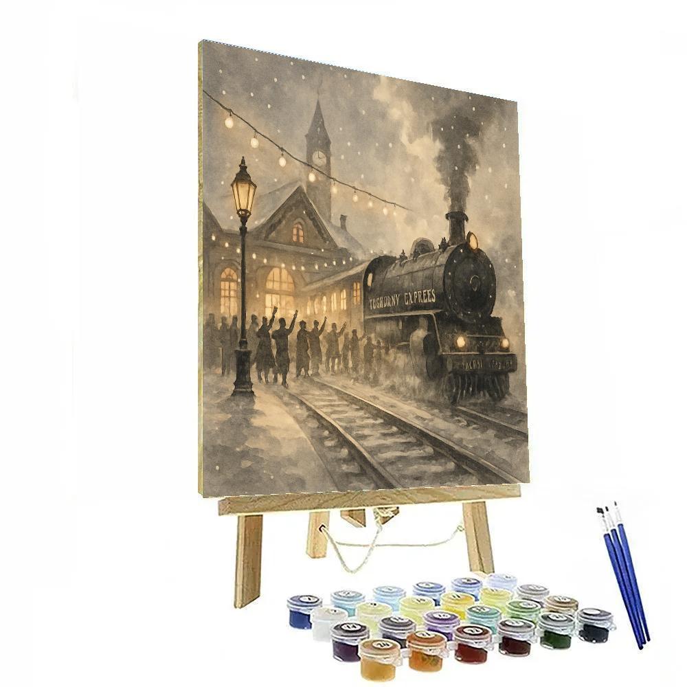 Frosted Lantern Train Station Paint by numbers kits