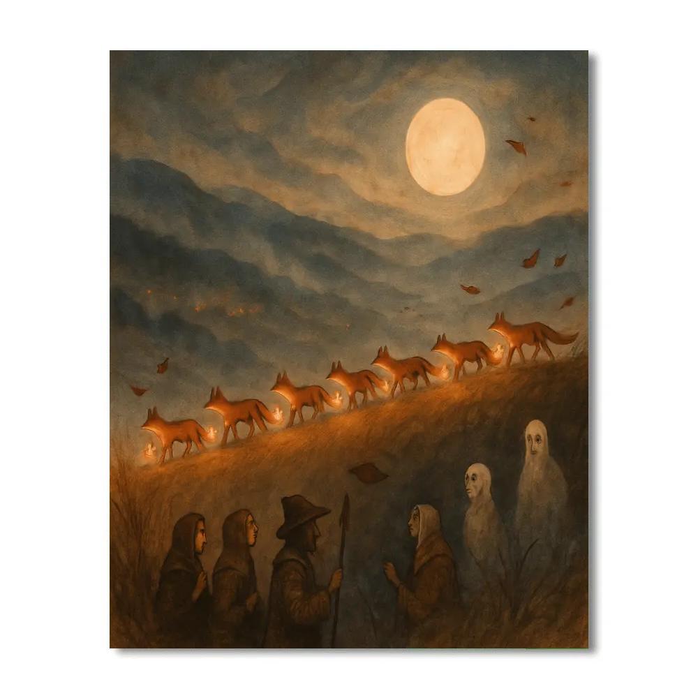 Lantern Ridge Fox Procession DIY paint by numbers