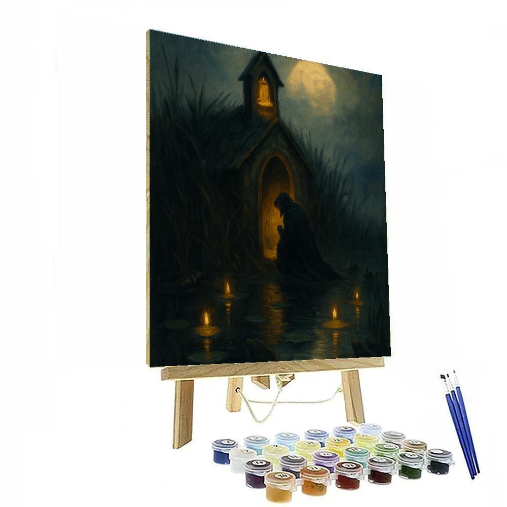 Moonlit Bog Chapel Paint by numbers art
