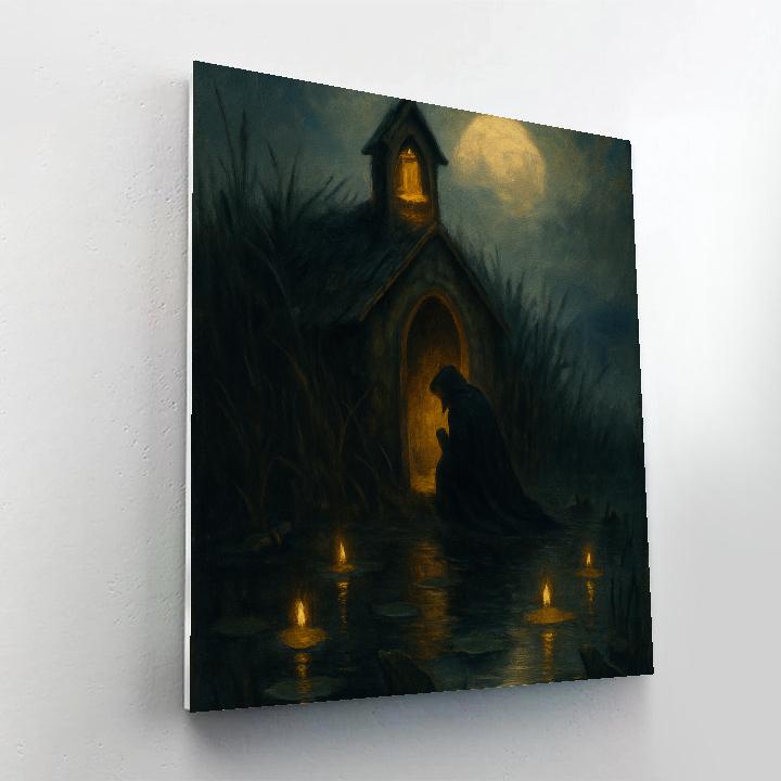 Moonlit Bog Chapel Paint by numbers art