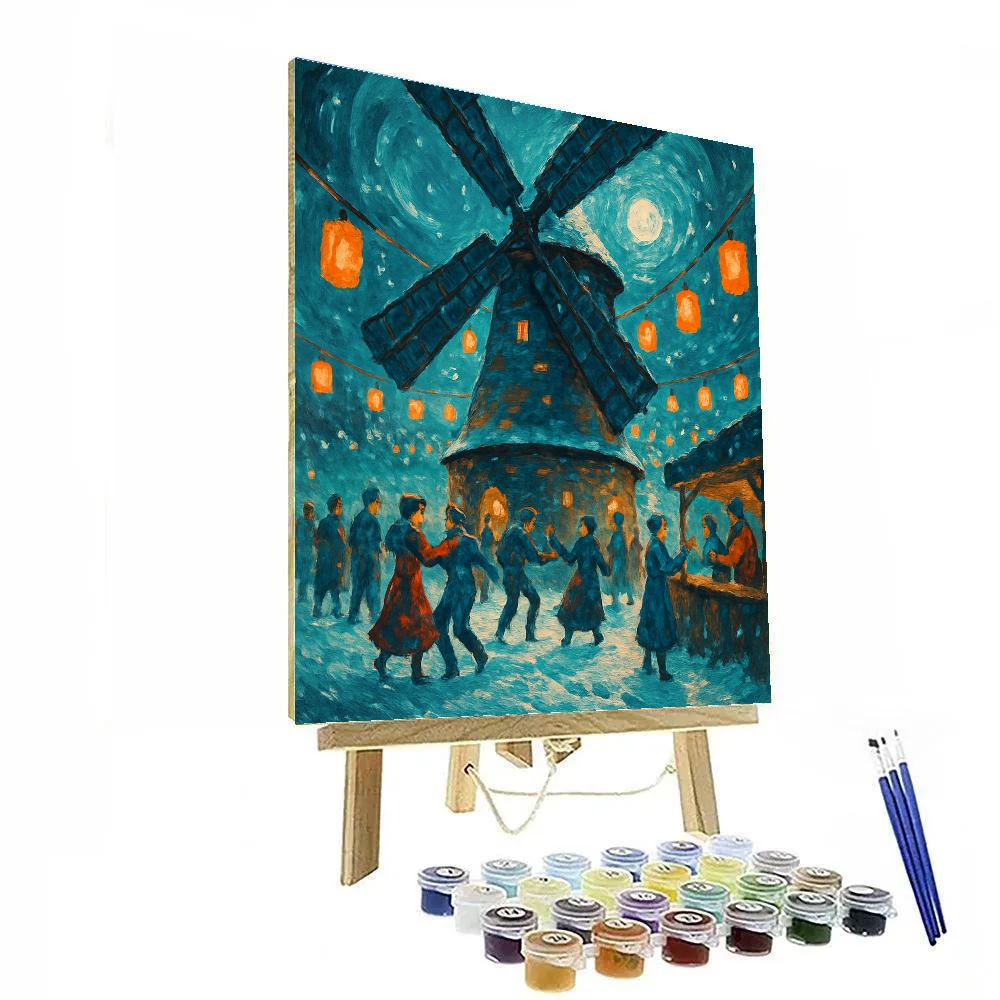Starlit Snowmill Festival Paint by numbers art