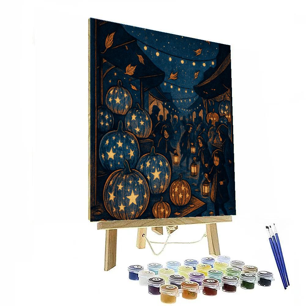 Starlit Pumpkin Market Lane painting number kit